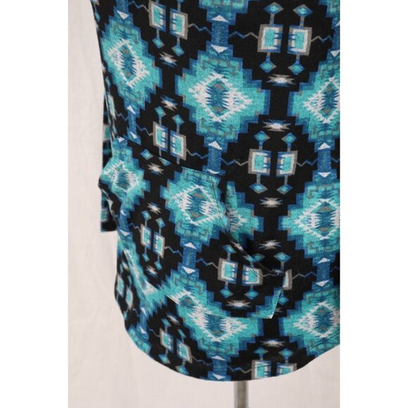 VTG Just Be 1X Cowl Neck Indian Tribal Graphic Pullover Kangaroo Pocket - Picture 3 of 12